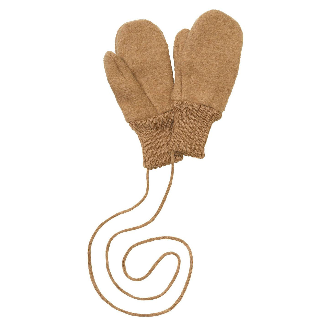 MERINO WOOL WALK (BOILED WOOL) GLOVES - CARAMEL