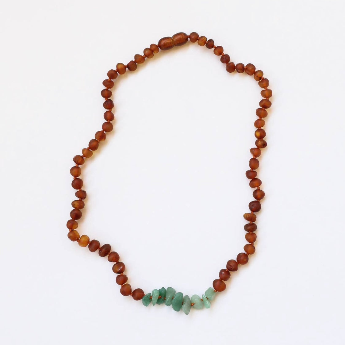 Raw Cognac Amber + Raw Aventurin - Necklace